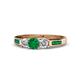 1 - Jamille Emerald and Diamond Three Stone with Side Emerald Ring 