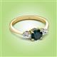 2 - Zelia 1.29 ctw London Blue Topaz (6.50 mm) and Pear Shape Lab Grown Diamond Three Stone Engagement Ring 