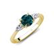 3 - Zelia 1.29 ctw London Blue Topaz (6.50 mm) and Pear Shape Lab Grown Diamond Three Stone Engagement Ring 
