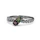 1 - Nicia 0.97 ctw Red Garnet and Created Alexandrite (4.00 mm) with Side Diamonds Two Stone Bypass Ring 