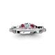 4 - Twyla 0.32 ctw Natural Diamond (3.40 mm) and Rhodolite Garnet Three Stone Engagement Ring  
