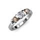 3 - Raea 1.07 ctw Lab Grown Diamond and Smoky Quartz Three Stone Engagement Ring 
