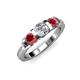 3 - Raea 1.13 ctw Lab Grown Diamond and Ruby Three Stone Engagement Ring 