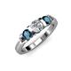 2 - Raea 1.10 ctw Natural Diamond (5.00 mm) With Blue Diamond Three Stone Ring  