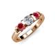 2 - Raea 1.13 ctw Natural Diamond (5.00 mm) With Ruby Three Stone Ring  