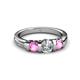 4 - Raea 1.13 ctw Lab Grown Diamond and Pink Sapphire Three Stone Engagement Ring 