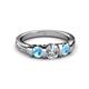 4 - Raea 1.04 ctw Lab Grown Diamond and Blue Topaz Three Stone Engagement Ring 