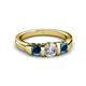 4 - Raea 1.10 ctw Lab Grown Diamond and Blue Diamond Three Stone Engagement Ring 