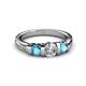 4 - Raea 1.16 ctw Lab Grown Diamond and London Blue Topaz Three Stone Engagement Ring 