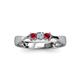 4 - Rylai 0.18 ctw Natural Diamond (2.70 mm) and Ruby Three Stone Engagement Ring  