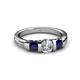 3 - Raea 1.13 ctw Natural Diamond (5.00 mm) With Blue Sapphire Three Stone Ring  