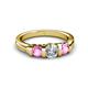 3 - Raea 1.13 ctw Natural Diamond (5.00 mm) With Pink Sapphire Three Stone Ring  