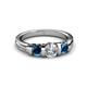 3 - Raea 1.10 ctw Natural Diamond (5.00 mm) With Blue Diamond Three Stone Ring  