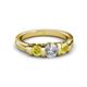 3 - Raea 1.13 ctw Natural Diamond (5.00 mm) With Yellow Sapphire Three Stone Ring  