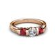 3 - Raea 1.13 ctw Natural Diamond (5.00 mm) With Ruby Three Stone Ring  