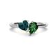 1 - Sasha Heart Shape London Blue Topaz & Pear Shape Lab Created Emerald 2 Stone Duo Ring 