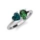 4 - Sasha Heart Shape London Blue Topaz & Pear Shape Lab Created Emerald 2 Stone Duo Ring 