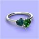 6 - Sasha Heart Shape London Blue Topaz & Pear Shape Lab Created Emerald 2 Stone Duo Ring 