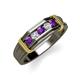 3 - Kevin 0.44 ctw Amethyst and Natural Diamond Men Wedding Band (7.80 mm) 