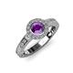 3 - Meir Amethyst and Diamond Halo Engagement Ring 
