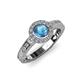 3 - Meir Blue Topaz and Diamond Halo Engagement Ring 