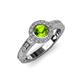 3 - Meir Peridot and Diamond Halo Engagement Ring 