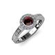3 - Meir Red Garnet and Diamond Halo Engagement Ring 