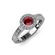 3 - Meir Ruby and Diamond Halo Engagement Ring 