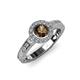 3 - Meir Smoky Quartz and Diamond Halo Engagement Ring 