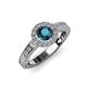 3 - Meir Blue and White Diamond Halo Engagement Ring 