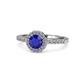 1 - Eleanor Blue Sapphire and Diamond Halo Engagement Ring 