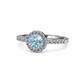 1 - Eleanor Aquamarine and Diamond Halo Engagement Ring 