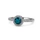1 - Eleanor London Blue Topaz and Diamond Halo Engagement Ring 