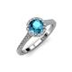 4 - Miah London Blue Topaz and Diamond Halo Engagement Ring 