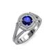 4 - Elle Blue Sapphire and Diamond Double Halo Engagement Ring 