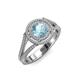 4 - Elle Aquamarine and Diamond Double Halo Engagement Ring 