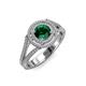4 - Elle Emerald and Diamond Double Halo Engagement Ring 