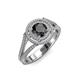 4 - Elle Black and White Diamond Double Halo Engagement Ring 