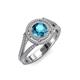4 - Elle London Blue Topaz and Diamond Double Halo Engagement Ring 