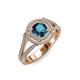 4 - Elle Blue and White Diamond Double Halo Engagement Ring 