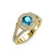 4 - Elle London Blue Topaz and Diamond Double Halo Engagement Ring 