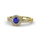 1 - Meir Blue Sapphire and Diamond Halo Engagement Ring 