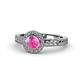 1 - Meir Lab Created Pink Sapphire and Diamond Halo Engagement Ring 