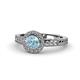 1 - Meir Aquamarine and Diamond Halo Engagement Ring 