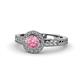1 - Meir Pink Tourmaline and Diamond Halo Engagement Ring 