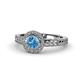 1 - Meir Blue Topaz and Diamond Halo Engagement Ring 