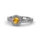 1 - Meir Citrine and Diamond Halo Engagement Ring 