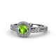 1 - Meir Peridot and Diamond Halo Engagement Ring 