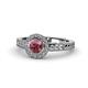 1 - Meir Rhodolite Garnet and Diamond Halo Engagement Ring 