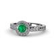 1 - Meir Emerald and Diamond Halo Engagement Ring 